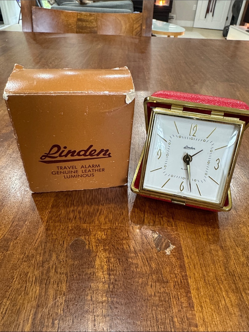 Vintage Linden Travel Alarm Cloth with Genuine Leather Luminous No 502